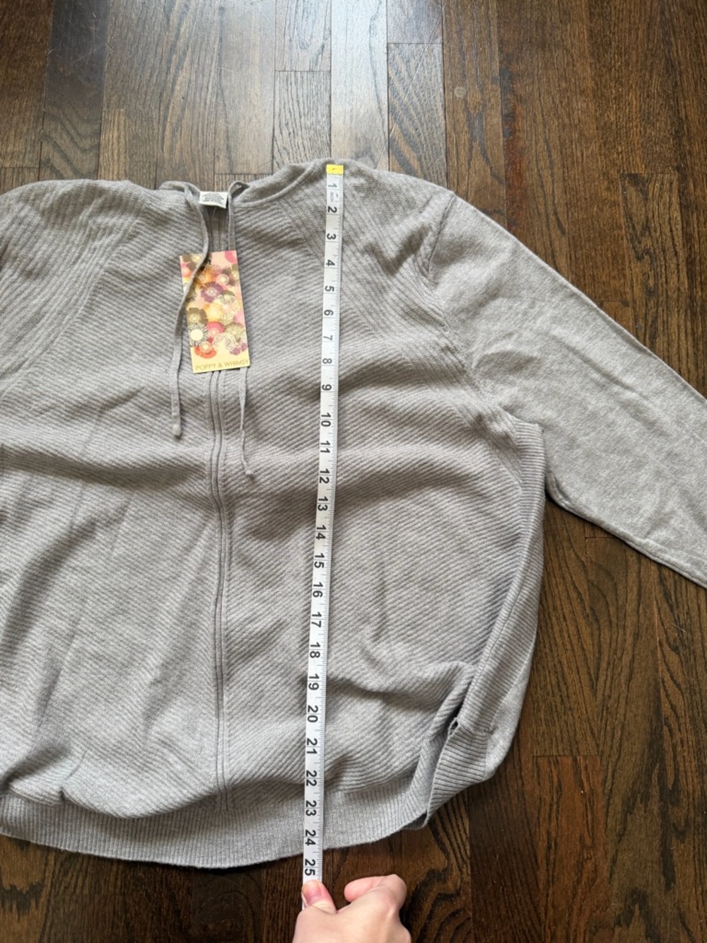 Light Gray Crewneck Zip-Front Women's Sweater - Picture 4 of 5
